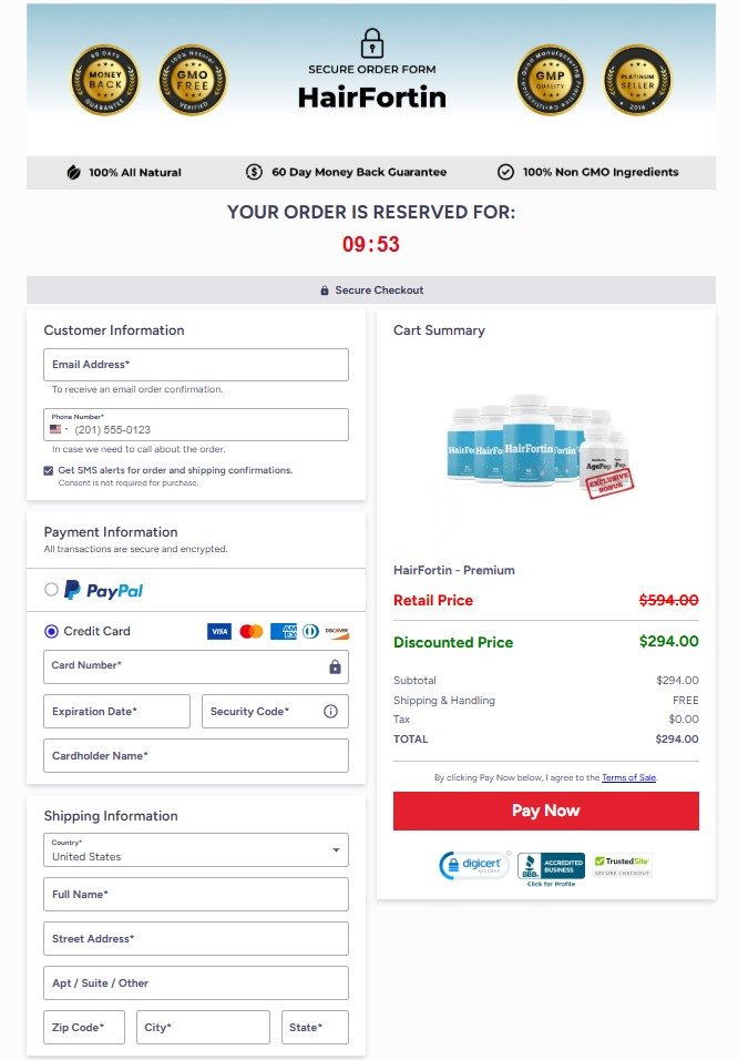 HairFortin Official Website Secure Order Page